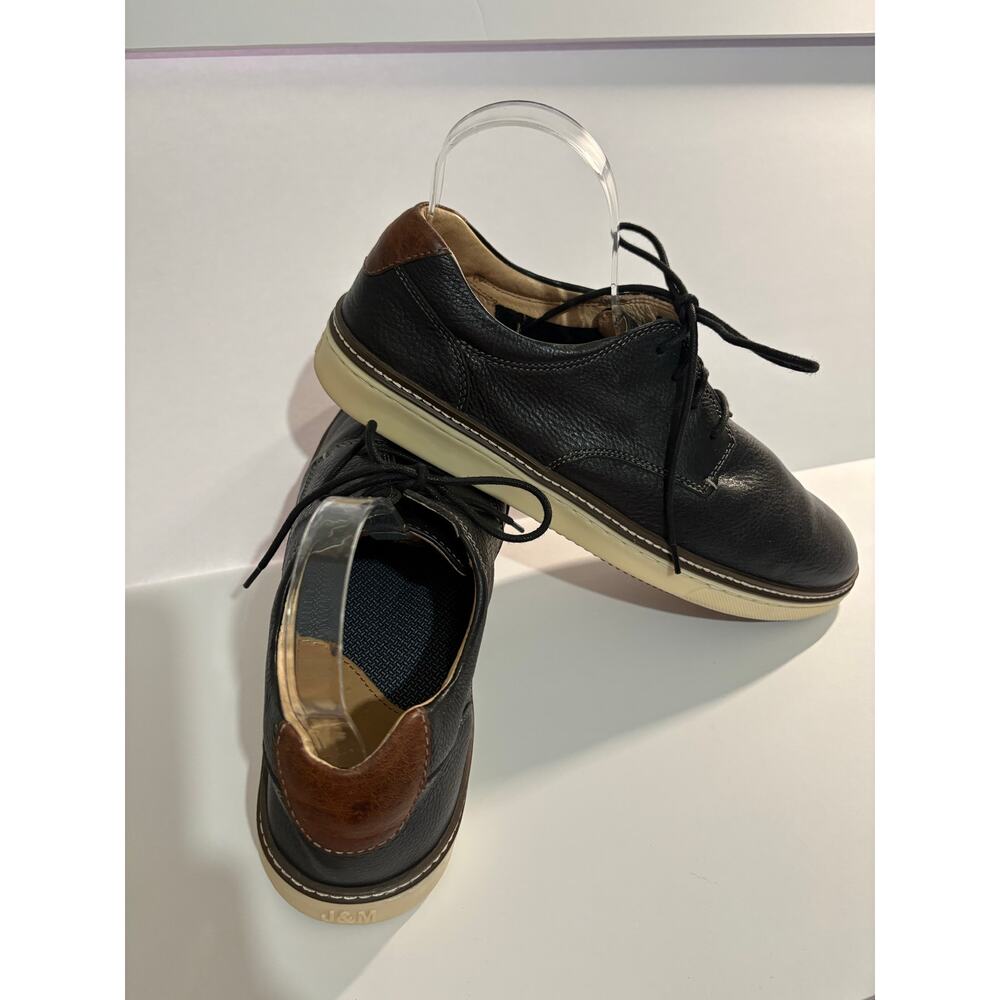 J&M Men’s Black Leather Lace-Up Shoes Size 12M Sheepskin Lined Comfort Sole